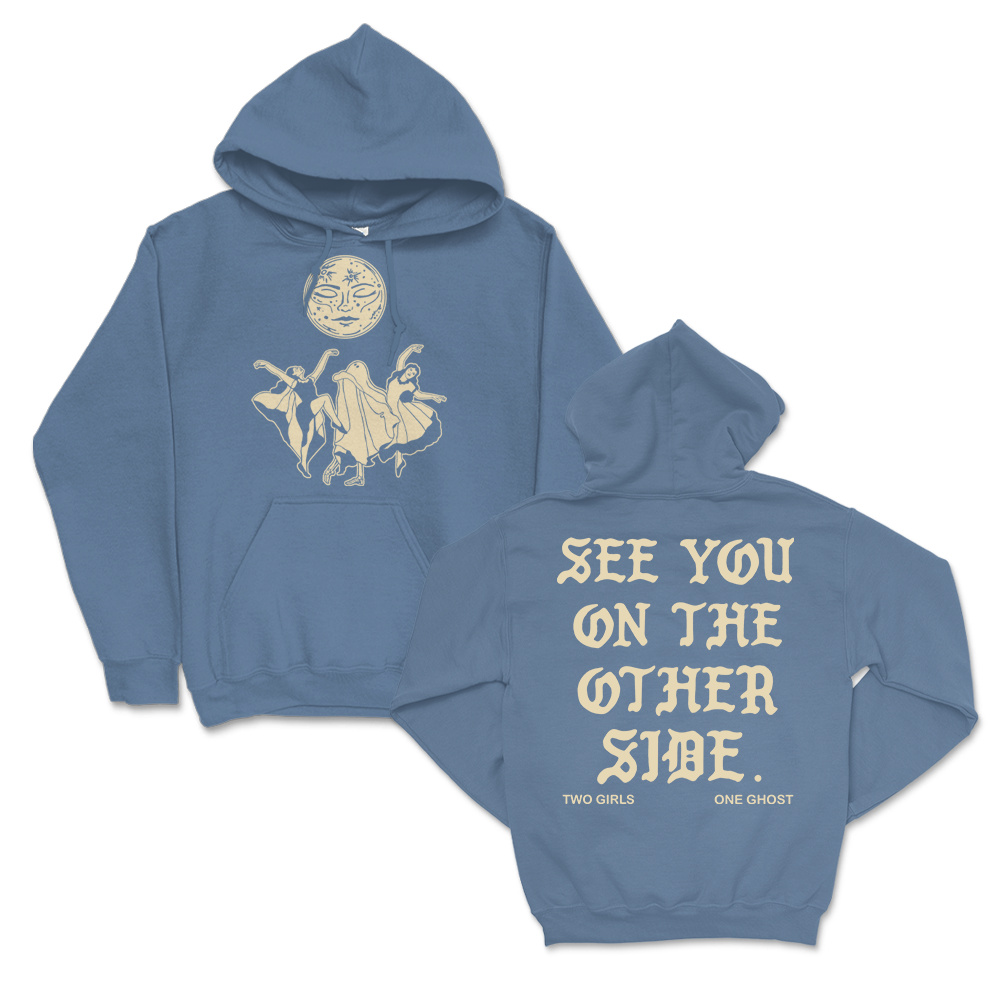Two Girls One Ghost Dancing Moon Pullover Hoodie (Carolina Blue)