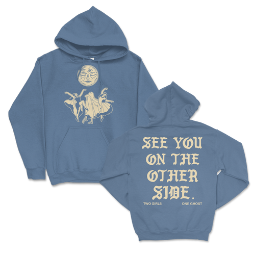 Two Girls One Ghost Dancing Moon Pullover Hoodie (Carolina Blue)